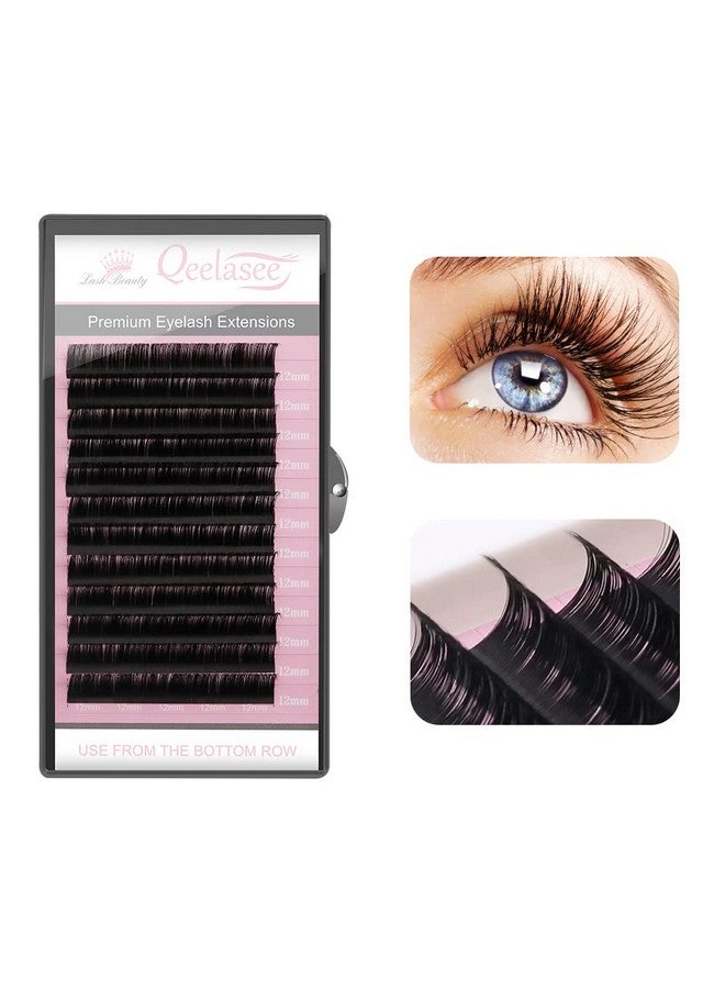 Qeelasee Faux Mink Silk Eyelash Extensions 0.03Mm D Curl 12Mm Semi Permanent Individual Lashes Extension Professional Salon Use - Image 1
