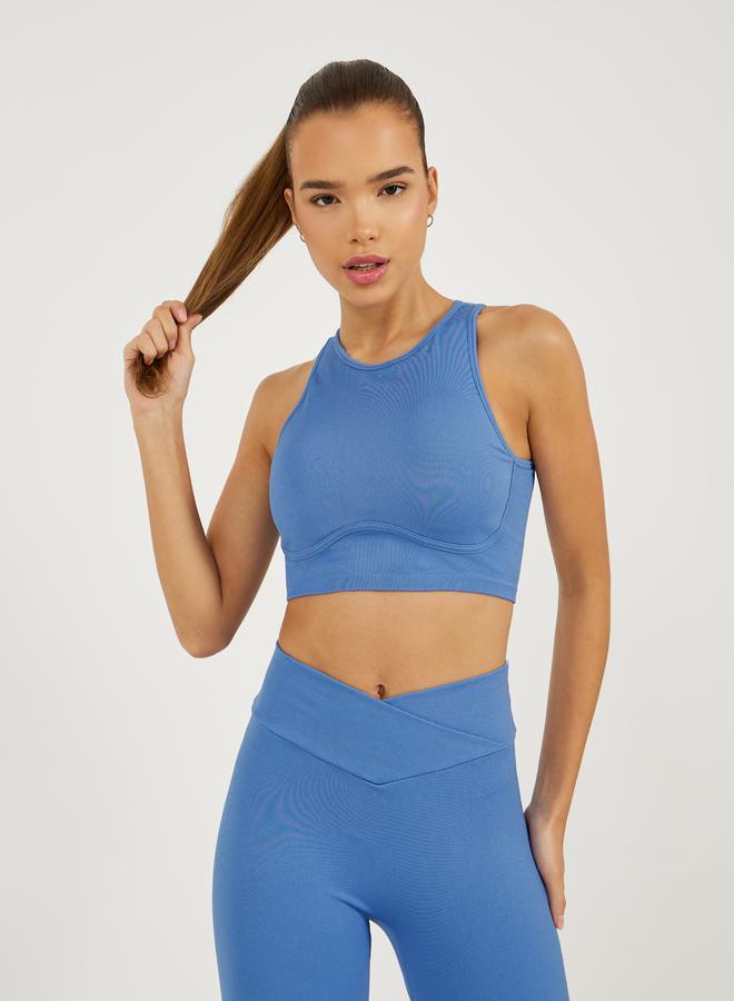 Styli Tonal Jacquard Sports Bra and Front Wrap Effect Waist Leggings Set - Image 2