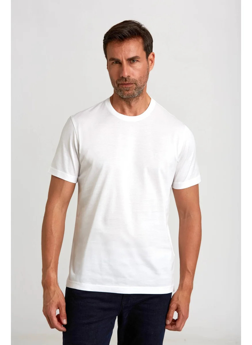 Bisse Men's Polo Neck T-Shirt White TSNOS24Y24101_D01