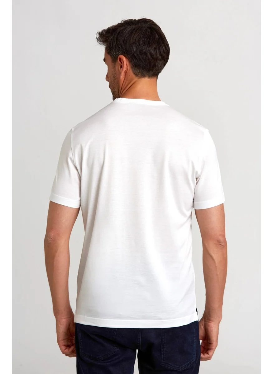Bisse Men's Polo Neck T-Shirt White TSNOS24Y24101_D01