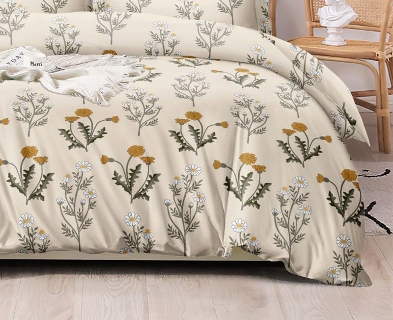 Ab Home Decor Ab Home Decor 210 TC Soft Touch Hypoallergenic Microfiber Bedsheet for Double Bed King Size 90x100 Inch with 2 Large Pillow CoversWrinkle Free 3pcs Bed Linen SetCream  - Image 2