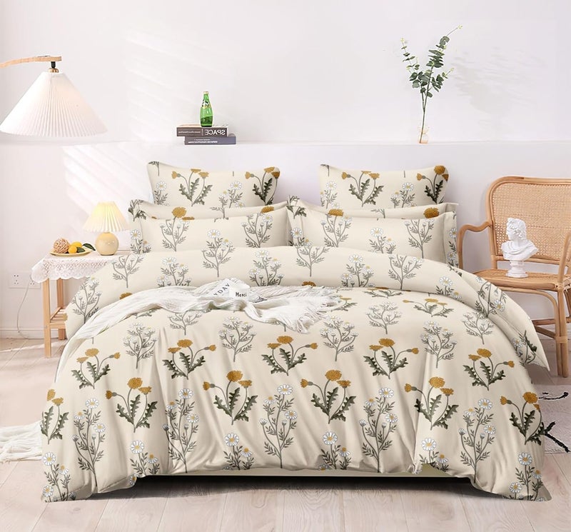 Ab Home Decor Ab Home Decor 210 TC Soft Touch Hypoallergenic Microfiber Bedsheet for Double Bed King Size 90x100 Inch with 2 Large Pillow CoversWrinkle Free 3pcs Bed Linen SetCream  - Image 1