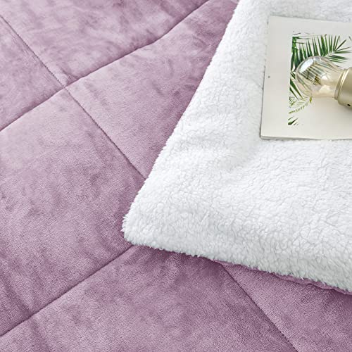Seward Park Lavender Purple Fuzzy Sherpa Comforter Set Full Queen Size, Soft Fall Winter All Season Girls Bedding Comforter Sets 3 Piece (1 Comforter and 2 Pillow Shams) - Image 4