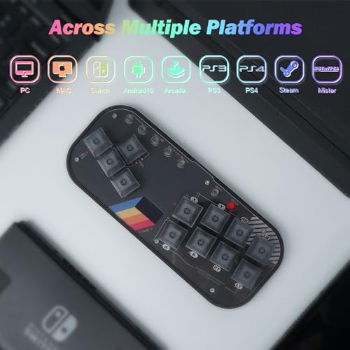 BITFUNX Flatbox Gaming Keypad, Arcade Stick All-Button Leverless Controller - Supports SOCD & Hot Swap, Arcade Controller Street Fight for PC/PS3/PS4/Switch/Steam with Custom RGB & TURBO (MINI-003) - Image 2