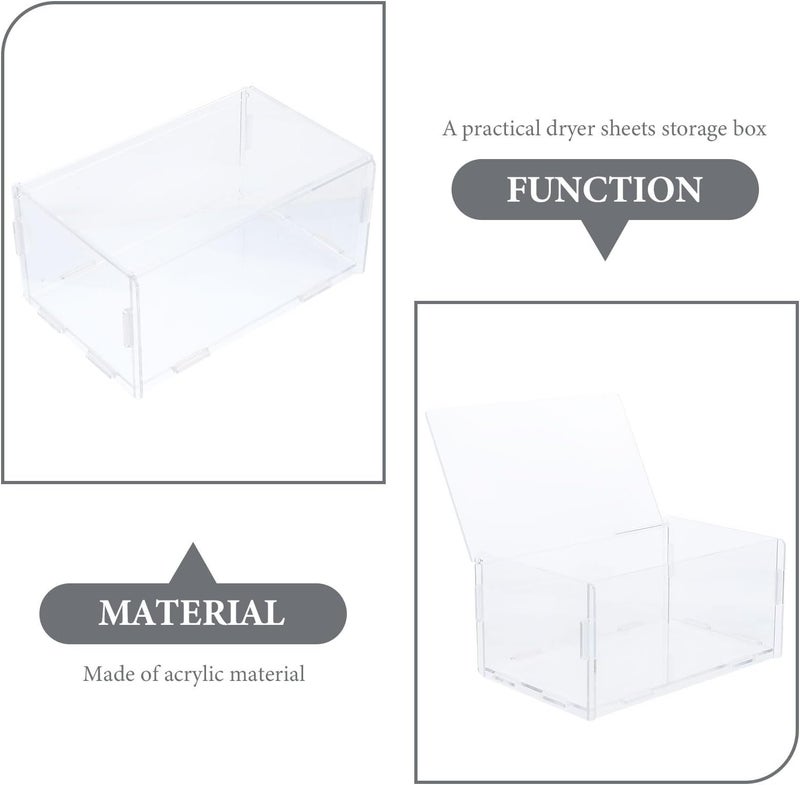 Dryer Sheets Container Flip-top Storage Box Acrylic Laundry Room Organizer Household Sundries Storage Case with Lid - Image 3