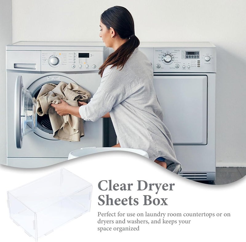 Dryer Sheets Container Flip-top Storage Box Acrylic Laundry Room Organizer Household Sundries Storage Case with Lid - Image 5