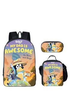 3-piece Set Bluey Family Anime Backpacks Bluey Family Lightweight Backpacks Meal Bags Pen Bags Cute Backbags