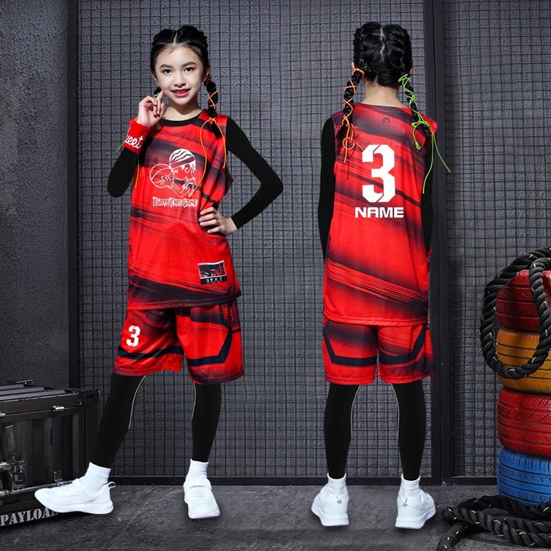 Children'S Basketball Uniform Jersey Boys And Girls Base Quick-Drying Tight Clothes Four-Piece Competition Training Suit - Image 3