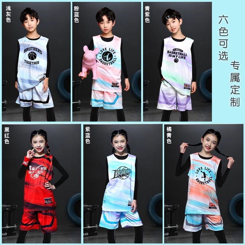 Children'S Basketball Uniform Jersey Boys And Girls Base Quick-Drying Tight Clothes Four-Piece Competition Training Suit - Image 4