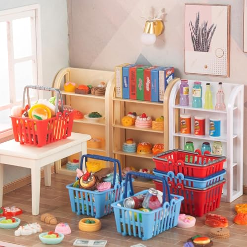HSJH 164pcs Miniature Supermarket Shelves Furniture Model 4 Layers Shelf Display Rack Doll House Accessory Storage Bookshelf Accessories Mini Locker Decor Food Drink Bottle Toy Cosplay Game Party - Image 5