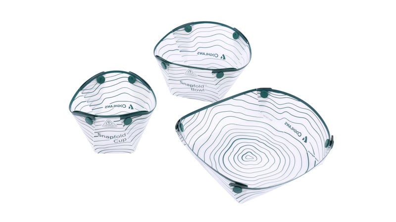 Coghlan's Snapfoldâ„¢ Solo Pack 3-Piece Collapsible Tableware Set â€“ Lightweight 4 oz, Leakproof, Compact Camping Gear for Backpacking, Hiking, and Outdoors, Includes Foldable Cup, Bowl, and Dish - Image 4