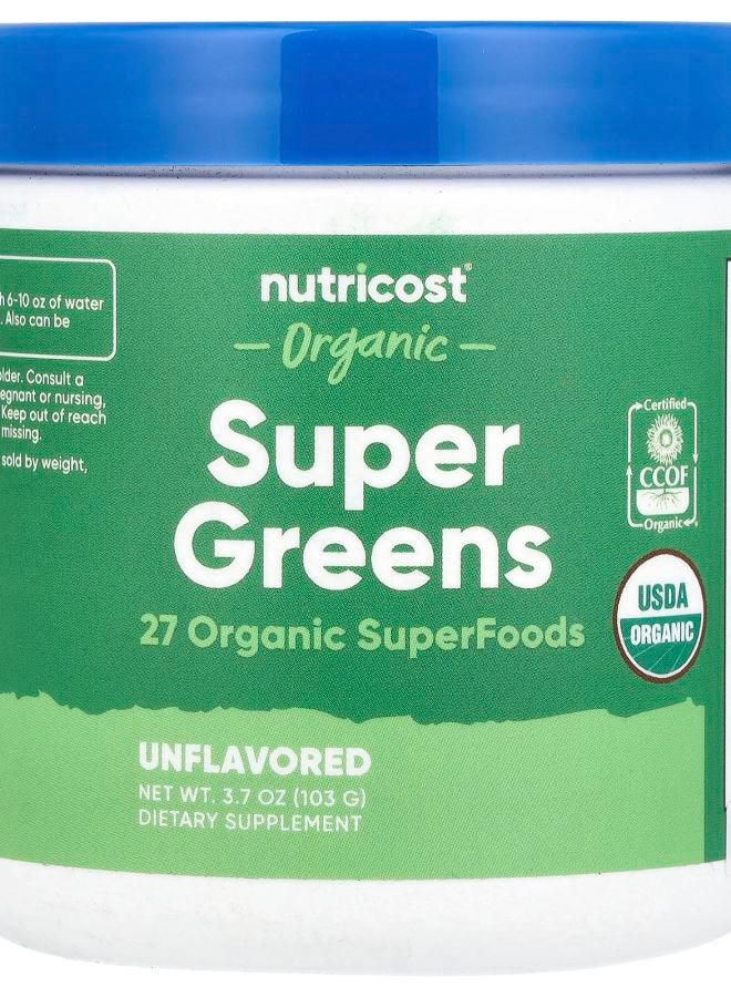 Nutricost Organic Super Greens Unflavored 3.7 oz (103 g) - Image 1