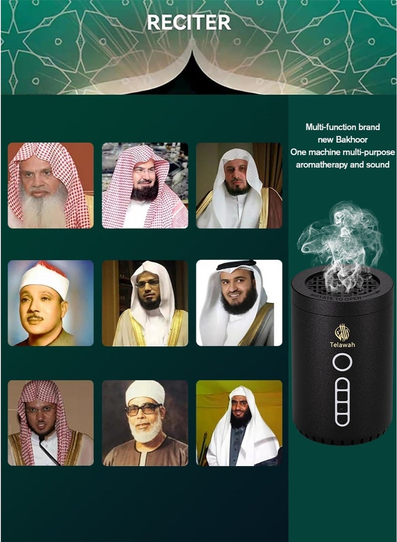 تلواح جهاز تلاوة 2 في 1: مكبر صوت رقمي محمول للقرآن الكريم، مبخرة كهربائية، مشغل قرآن بتقنية بلوتوث مع 18 تلاوة و17 ترجمة، مبخرة عود قابلة لإعادة الشحن عبر منفذ USB - Image 2