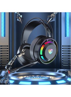 Gaming Headset Wired Double-channel Desktop Computer Laptop  with Mic Voice Headset Headphones, 50MM Speaker Unit, 7-Color Breathing Light, and 360° Omnidirectional Mic(Black) - pzsku/ZF41D7C34A61308035F23Z/45/_/1740036640/848beae2-28f6-4e47-b0d1-acd8620d57d7