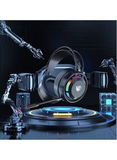 Gaming Headset Wired Double-channel Desktop Computer Laptop  with Mic Voice Headset Headphones, 50MM Speaker Unit, 7-Color Breathing Light, and 360° Omnidirectional Mic(Black) - pzsku/ZF41D7C34A61308035F23Z/45/_/1740036650/ef81633c-c91a-49fa-879e-a7440d141fec