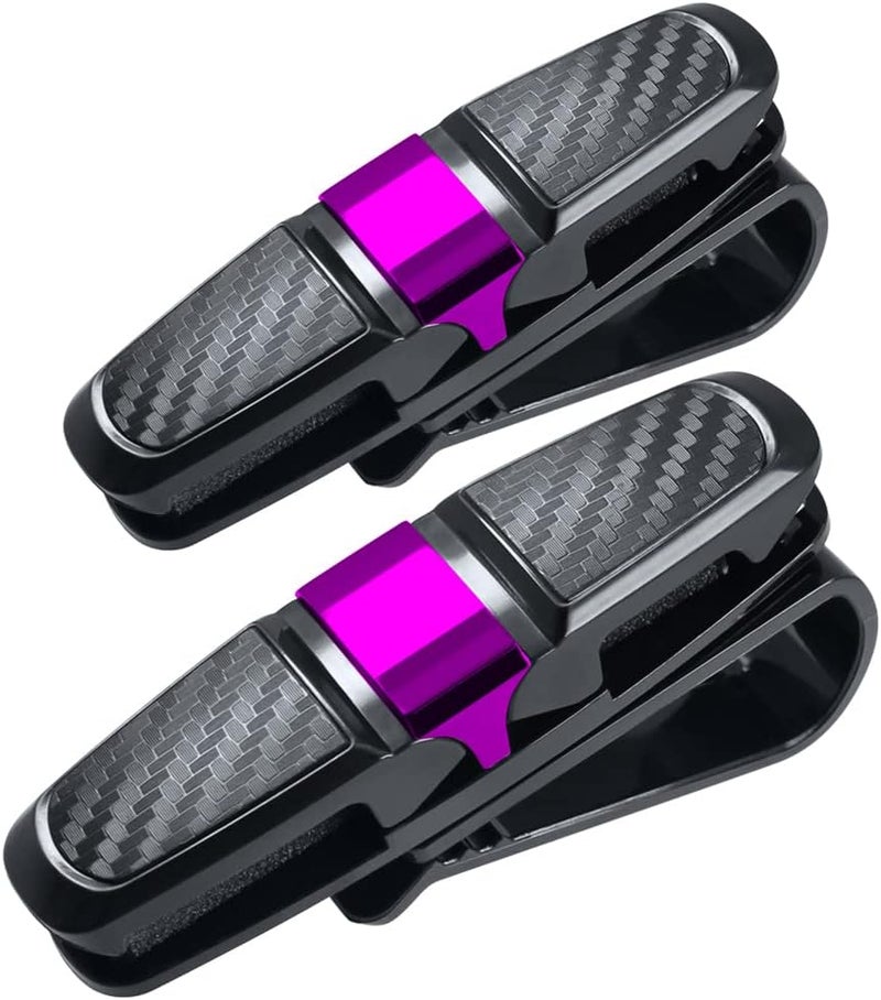 FineGood 2 Pack Car Sun Visor Glasses Holders - Black and Rose - Image 1