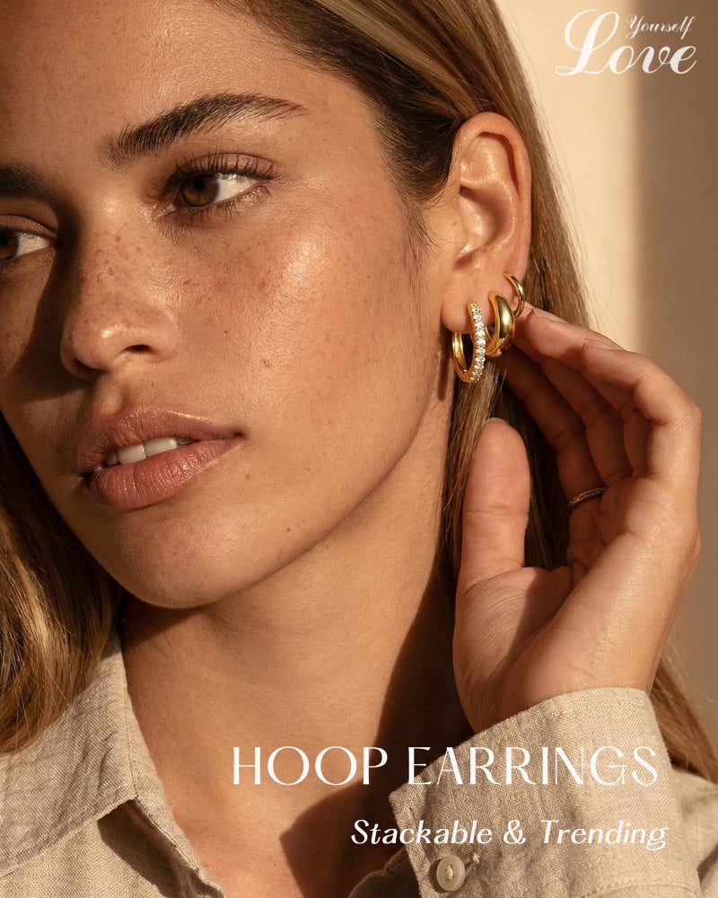 YEEZII 9 Pairs Gold Huggie Hoop Earrings Sets for Women, 14K Gold Plated Small Hoop Earring Sets for Multiple Piercing, Cute Small Tiny Lightweight Earrings for Sensitive Ears Everyday - Image 2