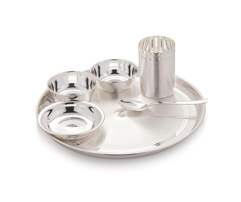 Silver Glow طقم أدوات المائدة الفاخرة من الفولاذ المقاوم للصدأ الفضي من سيلفركلو Omni مكون من 6 قطع طقم عشاء فضي مثالي للمنزل والمطاعم والهدايا وحفلات الزفاف عنصر فضي نقي - Image 1