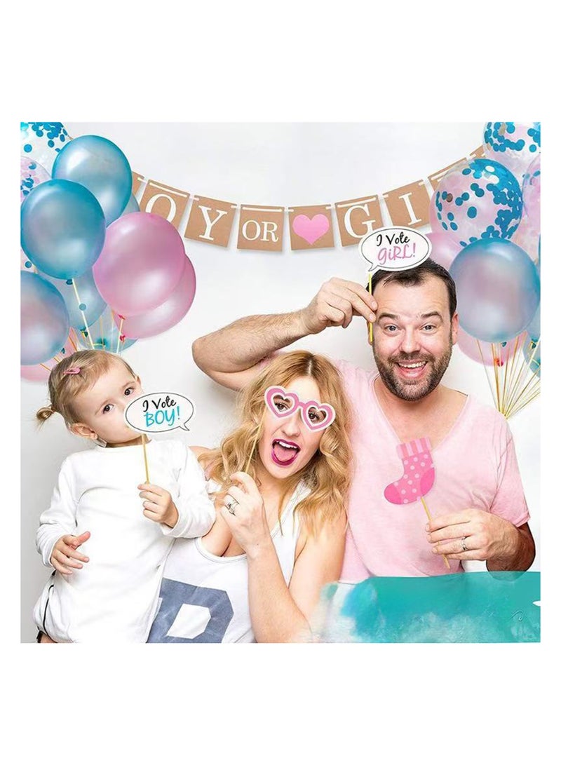 Baby Gender Reveal Party Set – Complete 200-Piece Decorations Kit with Balloons Confetti Banner Photo Props – Boy or Girl Pink Blue Themed – Mommy to Be Sash – Baby Shower Supplies - Image 4