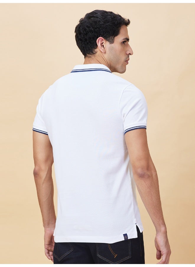 Being Human تي شيرت بولو قصير الأكمام للرجال بلون أبيض مع ياقة بولو - Image 3