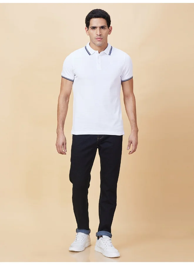 بيينغ هيومان Mens White Polo Collar Short Sleeve Polo T-Shirt