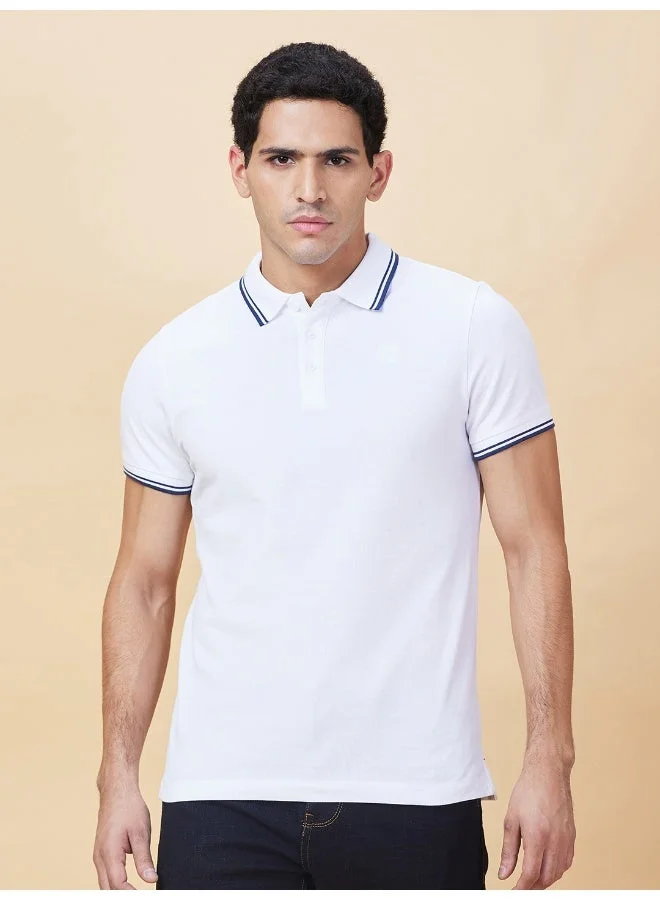 بيينغ هيومان Mens White Polo Collar Short Sleeve Polo T-Shirt