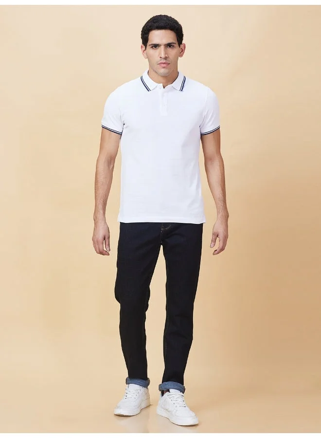 بيينغ هيومان Mens White Polo Collar Short Sleeve Polo T-Shirt