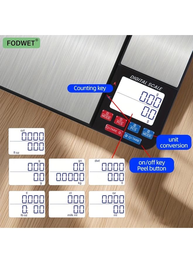 High Precision Dual Scale 0 01g Accuracy 11 02LB 500g Capacity Multi Unit LCD Display - Image 4