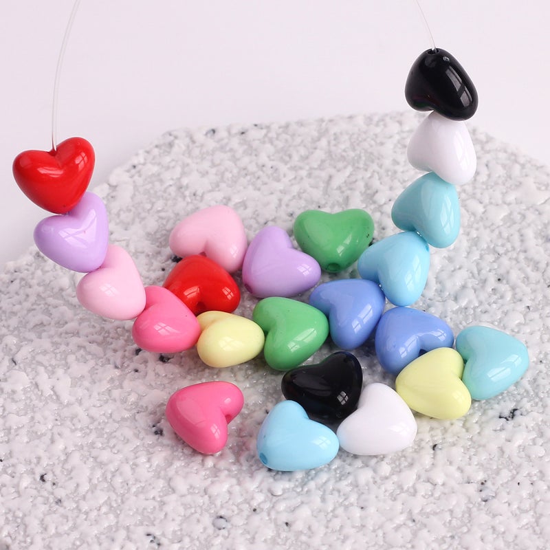 Acrylic Candy Color Small Heart Beads for DIY Bracelet Keychain Phone Chain Jewelry Findings - Image 2
