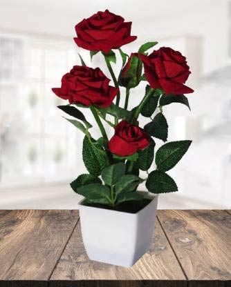 Florakite Artificial Red Roses Bonsai Flowers with Pot (30cm) - Image 2