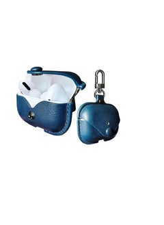 Compatible for Airpods Pro 2nd Generation Case Cover, PU Leather Case Cover Protective Case with Keychain for New Airpods Pro 2 Case 2022 [Front LED Visible] (Blue)