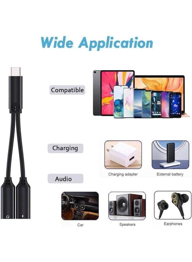 MUNTAQI USB Type-C Audio and Charging Adapter – 2-in-1 Dual Port Splitter Cable, USB C to 3.5mm Headphone Jack & PD Fast Charging, Compatible with Samsung, Google Pixel, iPad Pro, OnePlus & More - Image 3
