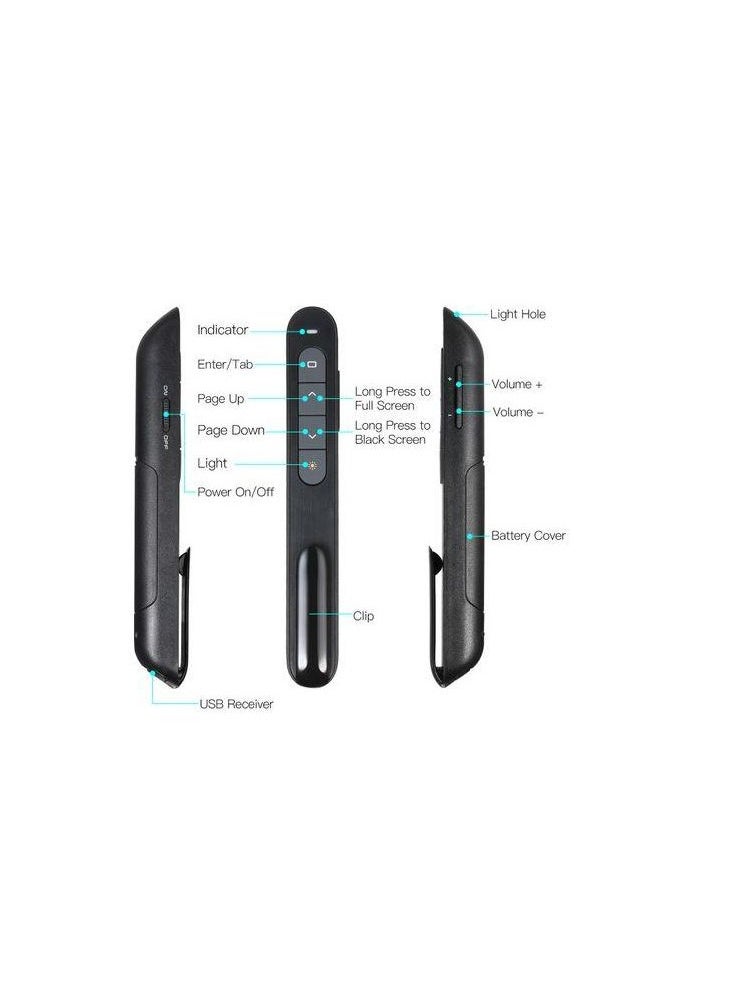 Generic - 2.4GHz Wireless Powerpoint Presenter Presentation Pointer PPT Clicker with USB Receiver 100 Meters Remote Control Compatible with Windows Android Mac OS for Meeting Teaching Training Lecture - Image 1