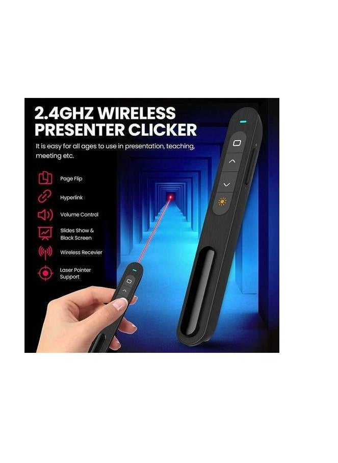 Generic - 2.4GHz Wireless Powerpoint Presenter Presentation Pointer PPT Clicker with USB Receiver 100 Meters Remote Control Compatible with Windows Android Mac OS for Meeting Teaching Training Lecture - Image 1