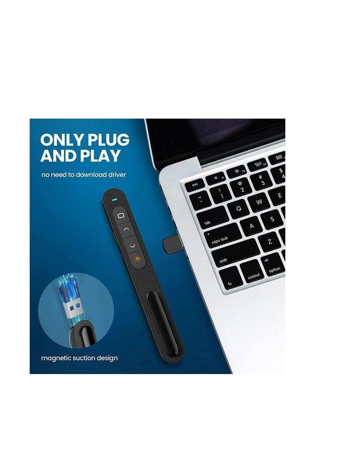 Generic - 2.4GHz Wireless Powerpoint Presenter Presentation Pointer PPT Clicker with USB Receiver 100 Meters Remote Control Compatible with Windows Android Mac OS for Meeting Teaching Training Lecture - Image 1