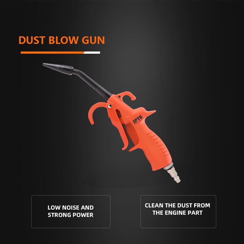 SPTA Air Pressure Blow Gun, SPTA 100mm High Power Air Detail Nozzle Blow Gun, Air Blow Gun with Anti-slip Rubber Coated Metal Handle, Adapt to Car Clean Care, Computer dust removal and household cleaning - Image 2