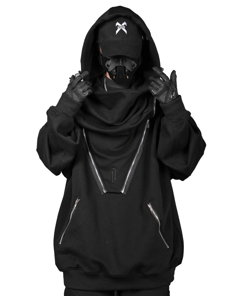 Niepce Inc Japanese Streetwear Hoodie for Men (as1, alpha, l, regular, regular, Standard, Black1) - Image 1