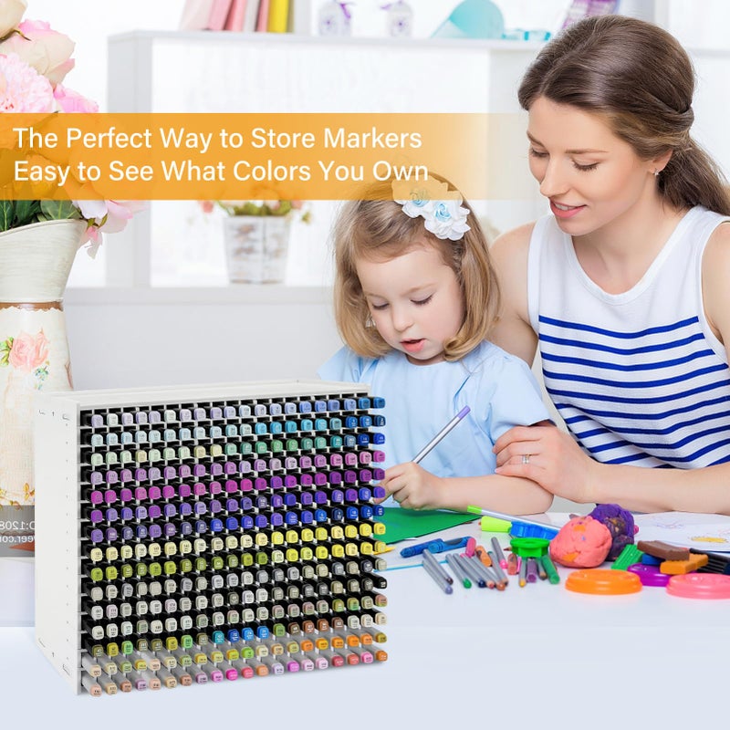 Yrangee Marker Organizer, 300 Slots Marker Holder Organizer, Marker Storage with Divider Art Marker Rack for Pens Colored Pencils Art Brushes Adjustable Pencil Holder for Desk Organizer - Image 5
