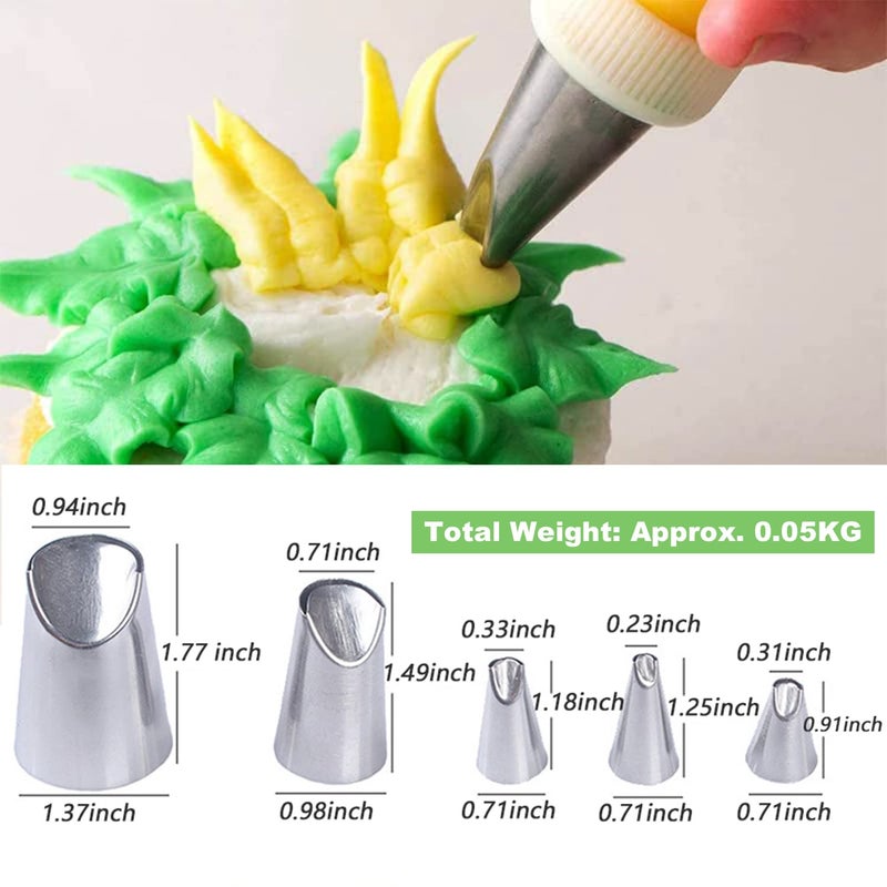Suuker Rose Flower Piping Tips Set, Stainless Steel Chrysanthemum Nozzles, Crinkle Cream Laminating Nozzle Cupcake Pastry Tool For Decorating Cake Tulip Pastry Nozzle Baking Forms Pastry (5 Pieces) - Image 3