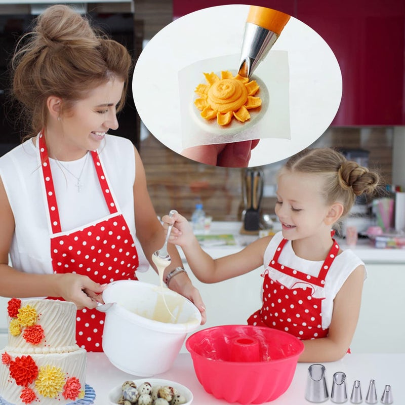 Suuker Rose Flower Piping Tips Set, Stainless Steel Chrysanthemum Nozzles, Crinkle Cream Laminating Nozzle Cupcake Pastry Tool For Decorating Cake Tulip Pastry Nozzle Baking Forms Pastry (5 Pieces) - Image 2