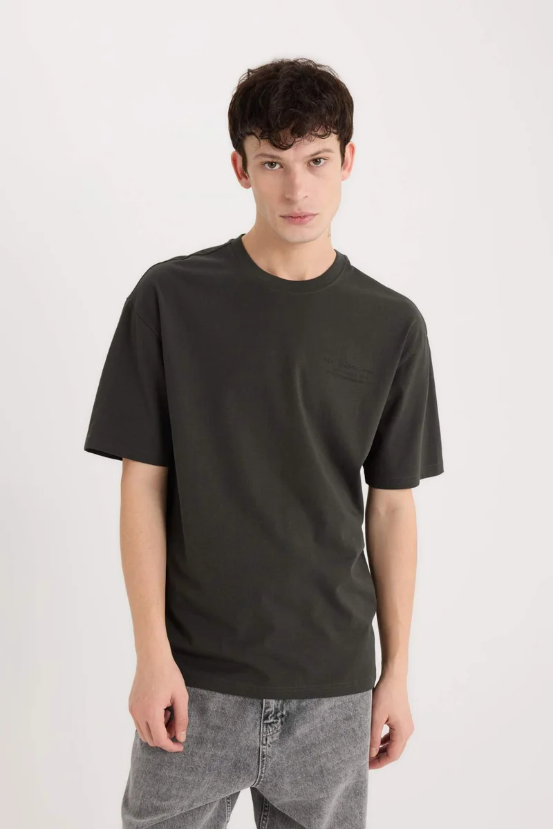 DeFacto Boxy Fit Crew Neck Printed Short Sleeve T-Shirt