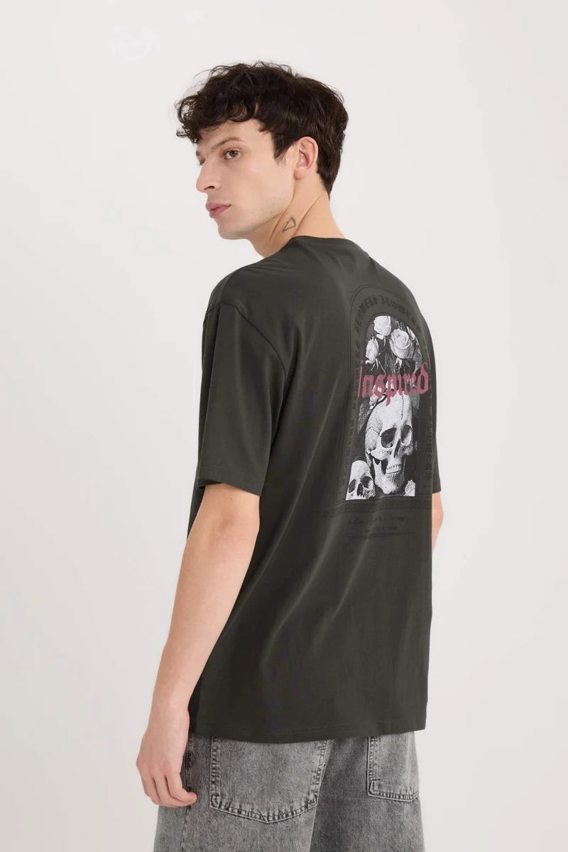 Defacto Boxy Fit Crew Neck Printed Short Sleeve T-Shirt