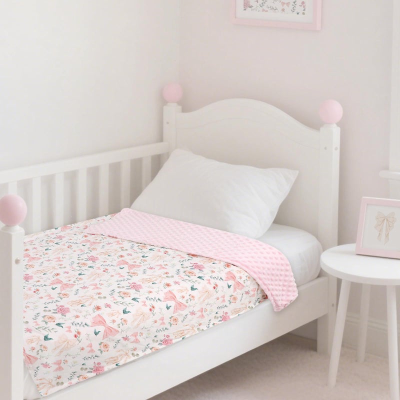 GFU Baby Blanket for Boys and Girls, Soft Minky Infant Receiving Blanket with Dotted Backing Double Layer, Newborn Toddler Bed Blanket with Pink Flowers, 30 x 40 Inch - Image 4