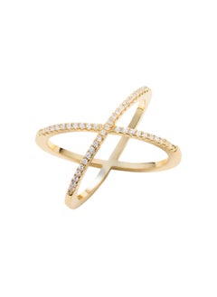LAVEEN JEWELLERY 18k Gold and Rhodium Plated Ring | Crushed Ice Oval Cut Pavé Cross Ring | 925 Sterling Silver with 5A Cubic Zirconia Gemstone | Women Jewelry & Accessories  - Image 1