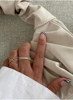 LAVEEN JEWELLERY 18k Gold and Rhodium Plated Ring | Crushed Ice Oval Cut Pavé Cross Ring | 925 Sterling Silver with 5A Cubic Zirconia Gemstone | Women Jewelry & Accessories  - Image 5