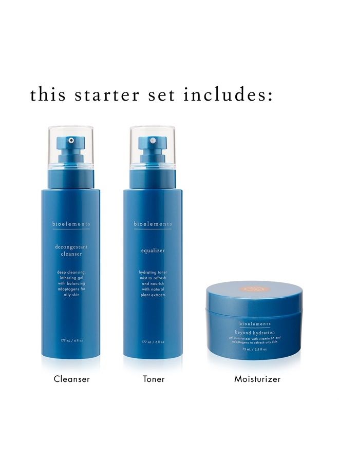 Bioelements 3-Step Starter Set: Oily Skin - Includes Decongestant Cleanser, Equalizer Toner & Beyond Hydration Moisturizer - Vegan, Gluten Free - Never Tested on Animals - Image 3