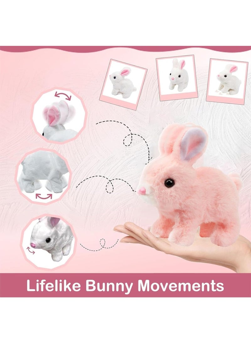Leon Home Interactive Electronic Pet, Hopping Rabbit Plush Toy, Animated Walking, Twitching Nose & Ears, Toddler Gift, Birthday Present (Pink) - Image 3