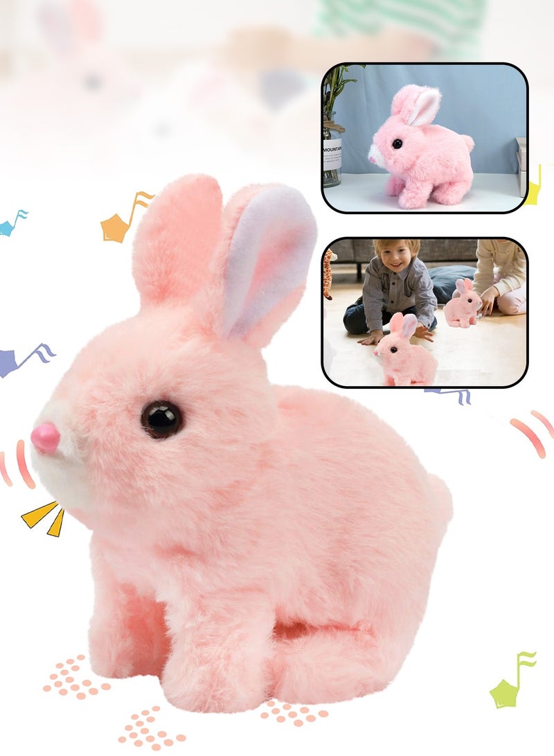 Leon Home Interactive Electronic Pet, Hopping Rabbit Plush Toy, Animated Walking, Twitching Nose & Ears, Toddler Gift, Birthday Present (Pink) - Image 1