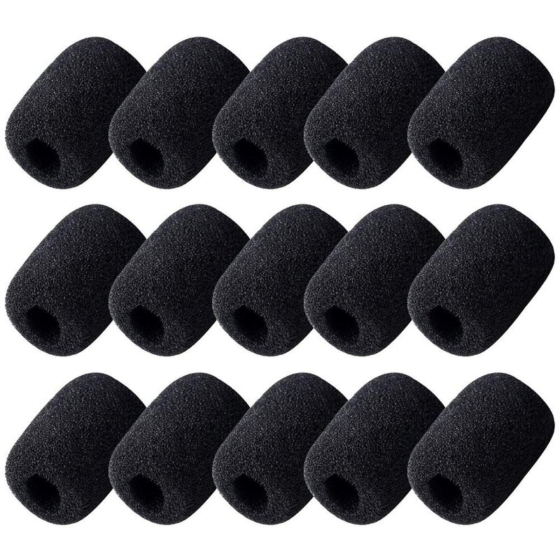 SUMAJU 15 Pack Foam Microphone Windscreen, Lapel Headset Microphone Sponge Mini Foam Cover Shield Protection for Variety of Headset (Black) - Image 1