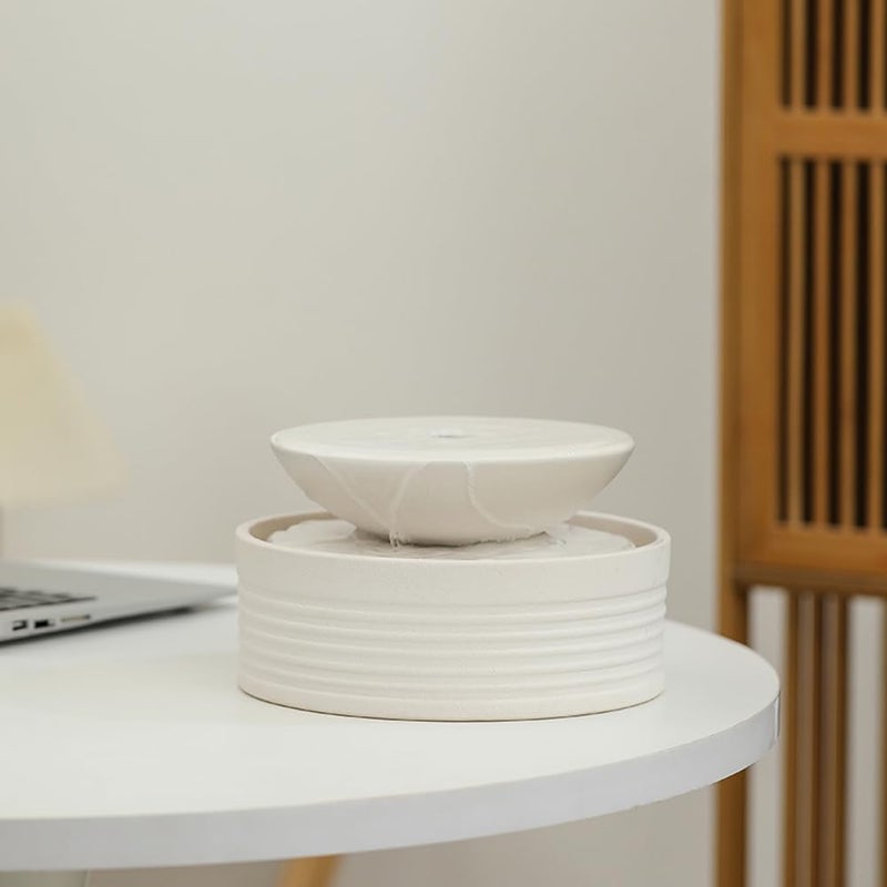 Andady Outdoor and Indoor Ceramic Tabletop Desktop Fountain Water Feature Home and Office Decoration White A192 - Image 2